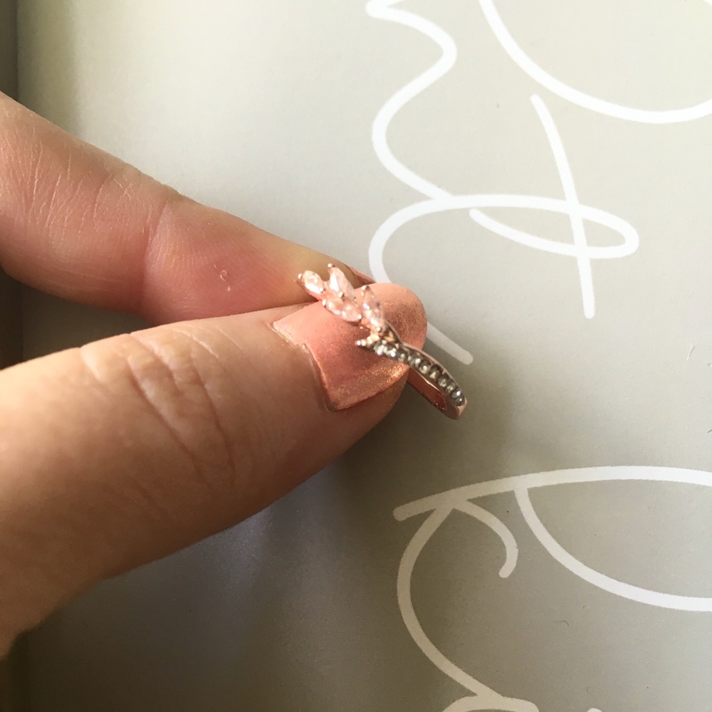 Rose Gold Simulated Diamond Ring - Picture 2 of 6